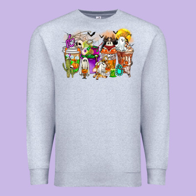 Halloween Western Boo Coffee Cups Premium Sweatshirt Designed By Cowhidedigitalart