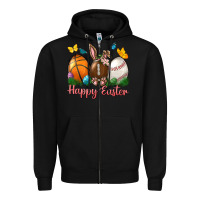 Black Happy Easter Sports With Butterfly Zipper Hoodie - BundleAndBundleShop