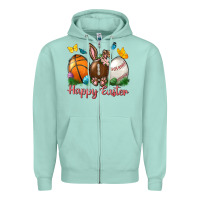 Seafoam Happy Easter Sports With Butterfly Zipper Hoodie - BundleAndBundleShop