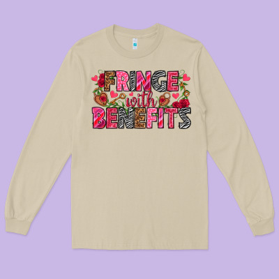 Fringe With Benefits Valentine's Day Long Sleeve Tee Designed By Howdyjamesfarm