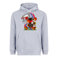 Heather Grey Basketball Gnome Heavyweight Hoodie - CowhideDigitalArt