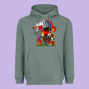 Basketball Gnome Heavyweight Hoodie Designed By Cowhidedigitalart
