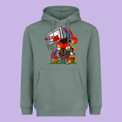 Basketball Gnome Heavyweight Hoodie Designed By Cowhidedigitalart