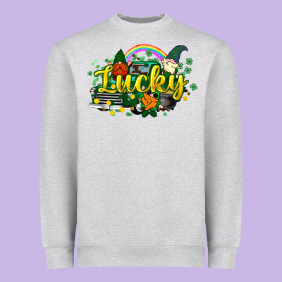 Lucky Gnomes Truck St. Patrick's Heavyweight Sweatshirt Designed By Howdyjamesfarm