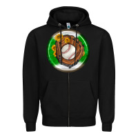 Black baseball with sunflower round earrings Zipper Hoodie - BundleAndBundleShop