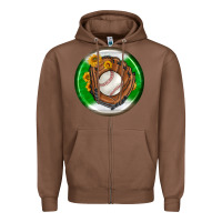 Chestnut baseball with sunflower round earrings Zipper Hoodie - BundleAndBundleShop