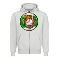 Dove Grey baseball with sunflower round earrings Zipper Hoodie - BundleAndBundleShop