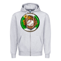 Heather Grey baseball with sunflower round earrings Zipper Hoodie - BundleAndBundleShop