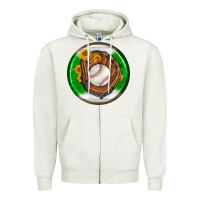 Oatmeal Heather baseball with sunflower round earrings Zipper Hoodie - BundleAndBundleShop