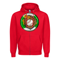 Red baseball with sunflower round earrings Zipper Hoodie - BundleAndBundleShop
