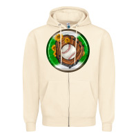 Sandshell baseball with sunflower round earrings Zipper Hoodie - BundleAndBundleShop