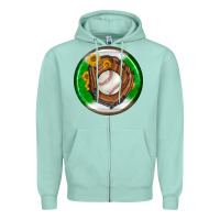 Seafoam baseball with sunflower round earrings Zipper Hoodie - BundleAndBundleShop