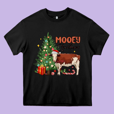 Mooey Christmas Heavy Core Tee Designed By Maliassmallbusiness