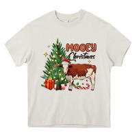 Cream mooey christmas Heavy Core Tee - MaliasSmallBusiness