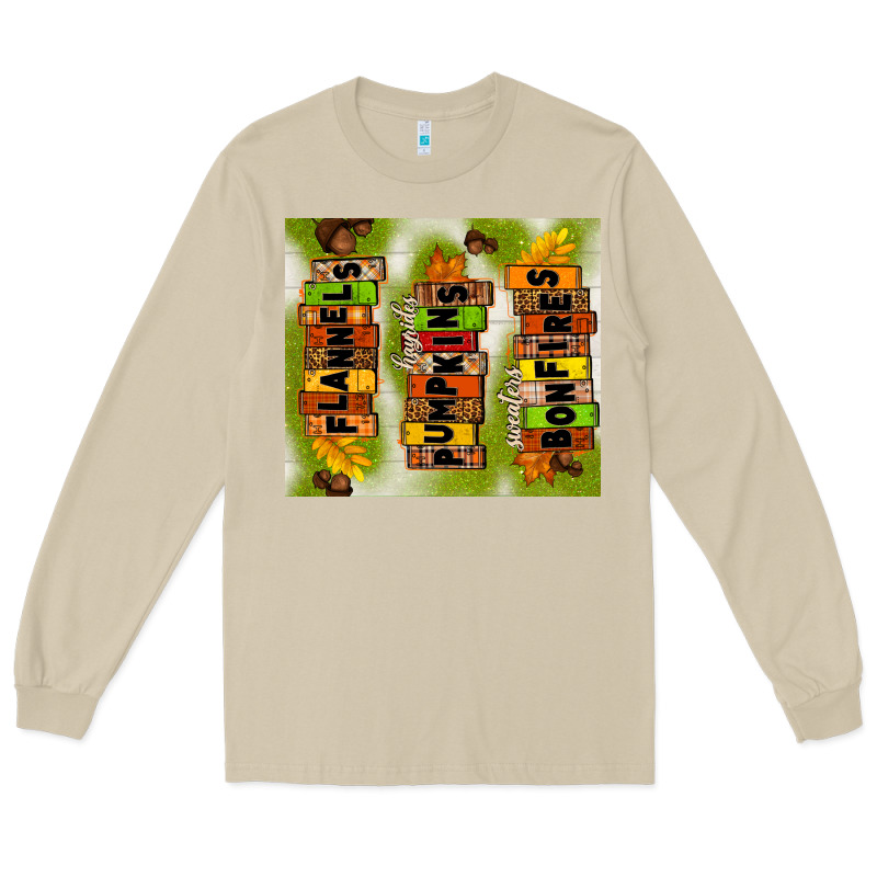 Flannels Hayrides Pumpkins Bonfires Fall Long Sleeve Tee by TumblerDesignByShophia | Teevron