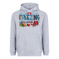 Heather Grey It's Freezing Season Heavyweight Hoodie - CowhideDigitalArt