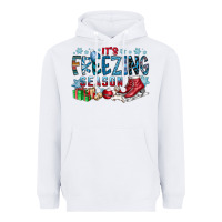 White It's Freezing Season Heavyweight Hoodie - CowhideDigitalArt