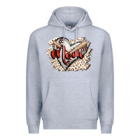 Heather Grey baseball mom Premium Hoodie - FaDigitalArtStudio