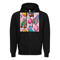 Black Easter Gnomies Seamless Pattern Zipper Hoodie - BundleAndBundleShop