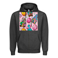 Charcoal Heather Easter Gnomies Seamless Pattern Zipper Hoodie - BundleAndBundleShop