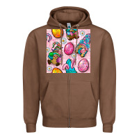 Chestnut Easter Gnomies Seamless Pattern Zipper Hoodie - BundleAndBundleShop