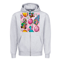 Heather Grey Easter Gnomies Seamless Pattern Zipper Hoodie - BundleAndBundleShop