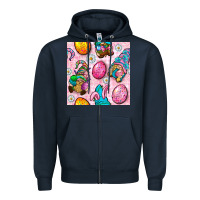 Navy Easter Gnomies Seamless Pattern Zipper Hoodie - BundleAndBundleShop