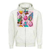 Oatmeal Heather Easter Gnomies Seamless Pattern Zipper Hoodie - BundleAndBundleShop