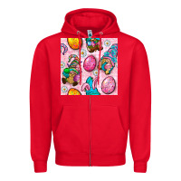Red Easter Gnomies Seamless Pattern Zipper Hoodie - BundleAndBundleShop