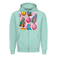 Seafoam Easter Gnomies Seamless Pattern Zipper Hoodie - BundleAndBundleShop