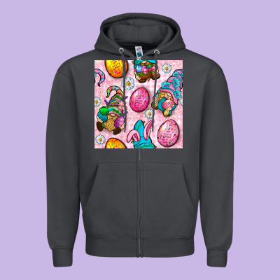 Easter Gnomies Seamless Pattern Zipper Hoodie Designed By Bundleandbundleshop