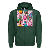 Sports Green Easter Gnomies Seamless Pattern Zipper Hoodie - BundleAndBundleShop