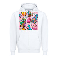 White Easter Gnomies Seamless Pattern Zipper Hoodie - BundleAndBundleShop