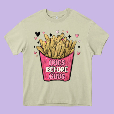 Fries Before Guys Heavy Core Tee Designed By Maliassmallbusiness
