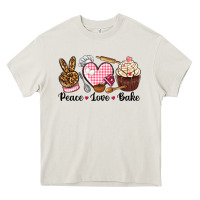 Cream peace love bake Heavy Core Tee - NancyCooperArtShop