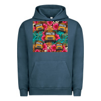 Pigment Midnight Navy school bus leopard cowhide Urban Hoodie - Artiststas