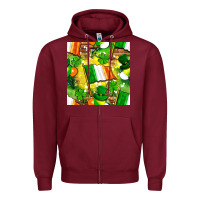 Burgundy Ireland flag with St. Patrick's Day  digital paper Zipper Hoodie - BundleAndBundleShop