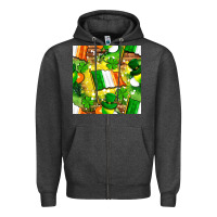Charcoal Heather Ireland flag with St. Patrick's Day  digital paper Zipper Hoodie - BundleAndBundleShop