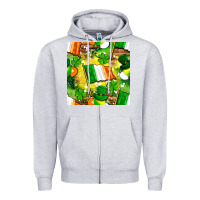 Heather Grey Ireland flag with St. Patrick's Day  digital paper Zipper Hoodie - BundleAndBundleShop