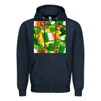 Navy Ireland flag with St. Patrick's Day  digital paper Zipper Hoodie - BundleAndBundleShop