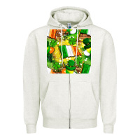 Oatmeal Heather Ireland flag with St. Patrick's Day  digital paper Zipper Hoodie - BundleAndBundleShop