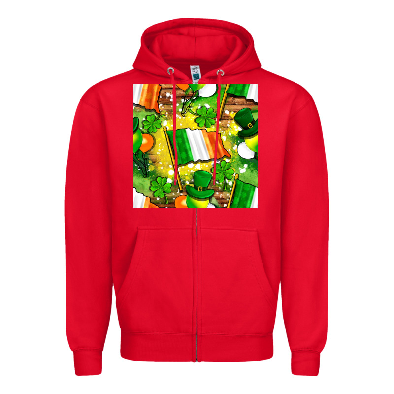 Ireland Flag With St. Patrick's Day  Digital Paper Zipper Hoodie by BundleAndBundleShop | Teevron