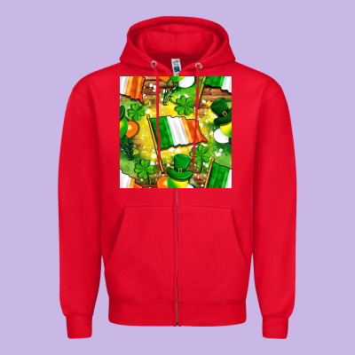 Ireland Flag With St. Patrick's Day  Digital Paper Zipper Hoodie Designed By Bundleandbundleshop