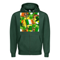 Sports Green Ireland flag with St. Patrick's Day  digital paper Zipper Hoodie - BundleAndBundleShop