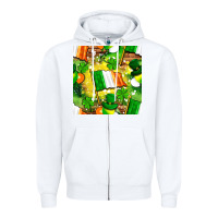 White Ireland flag with St. Patrick's Day  digital paper Zipper Hoodie - BundleAndBundleShop