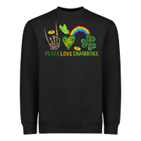Black Peace Love Shamrock  St. Patrick's Day Heavyweight Sweatshirt - CowGirlArtShop
