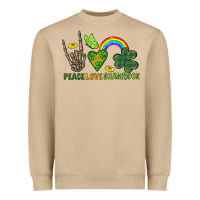 Peace Love Shamrock  St. Patrick's Day Heavyweight Sweatshirt | Teevron