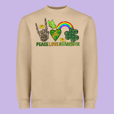 Peace Love Shamrock  St. Patrick's Day Heavyweight Sweatshirt Designed By Cowgirlartshop