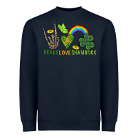 Navy Peace Love Shamrock  St. Patrick's Day Heavyweight Sweatshirt - CowGirlArtShop