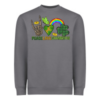 Storm Peace Love Shamrock  St. Patrick's Day Heavyweight Sweatshirt - CowGirlArtShop